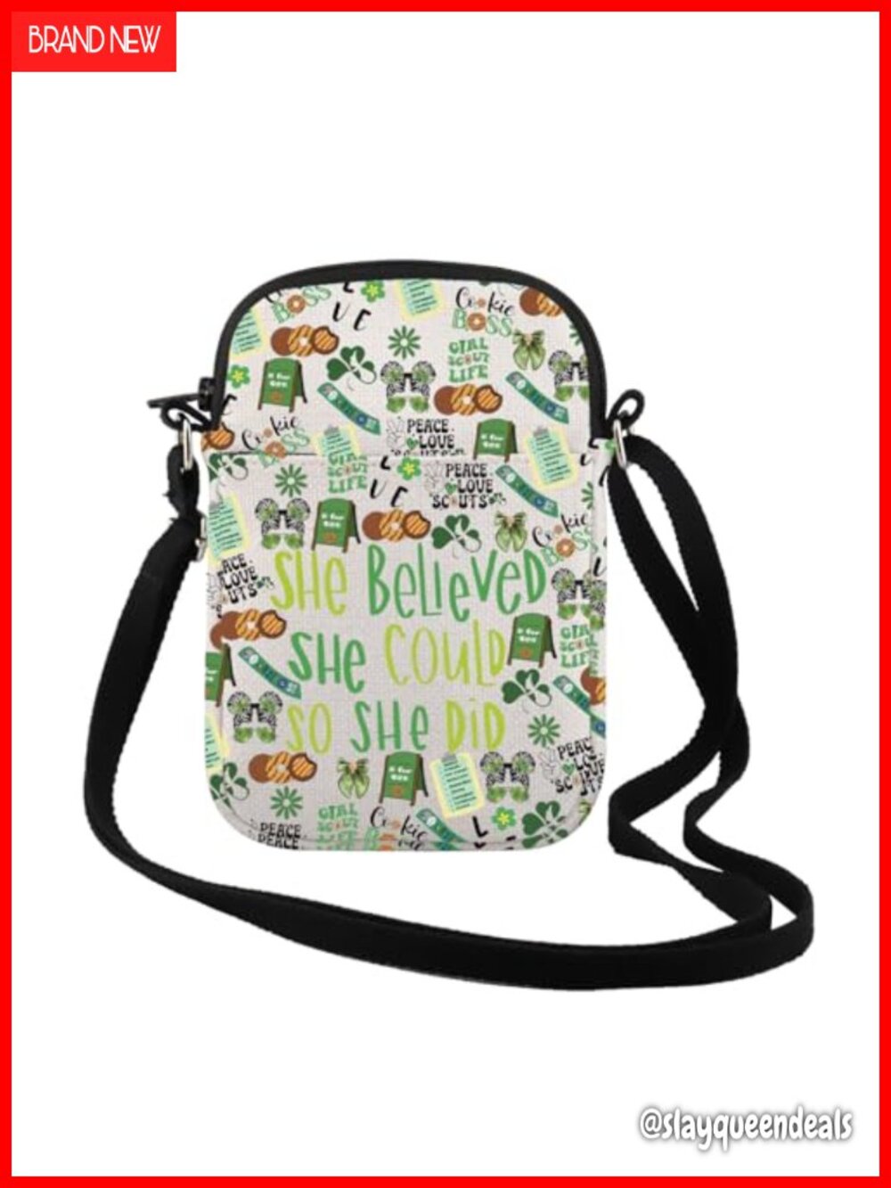 Canvas Crossbody Bag Floral Messenger Adjustable Strap Small